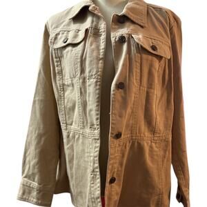 Jessica London Utility Twill Safari Jacket, Khaki Tan, Plus Size 14W
